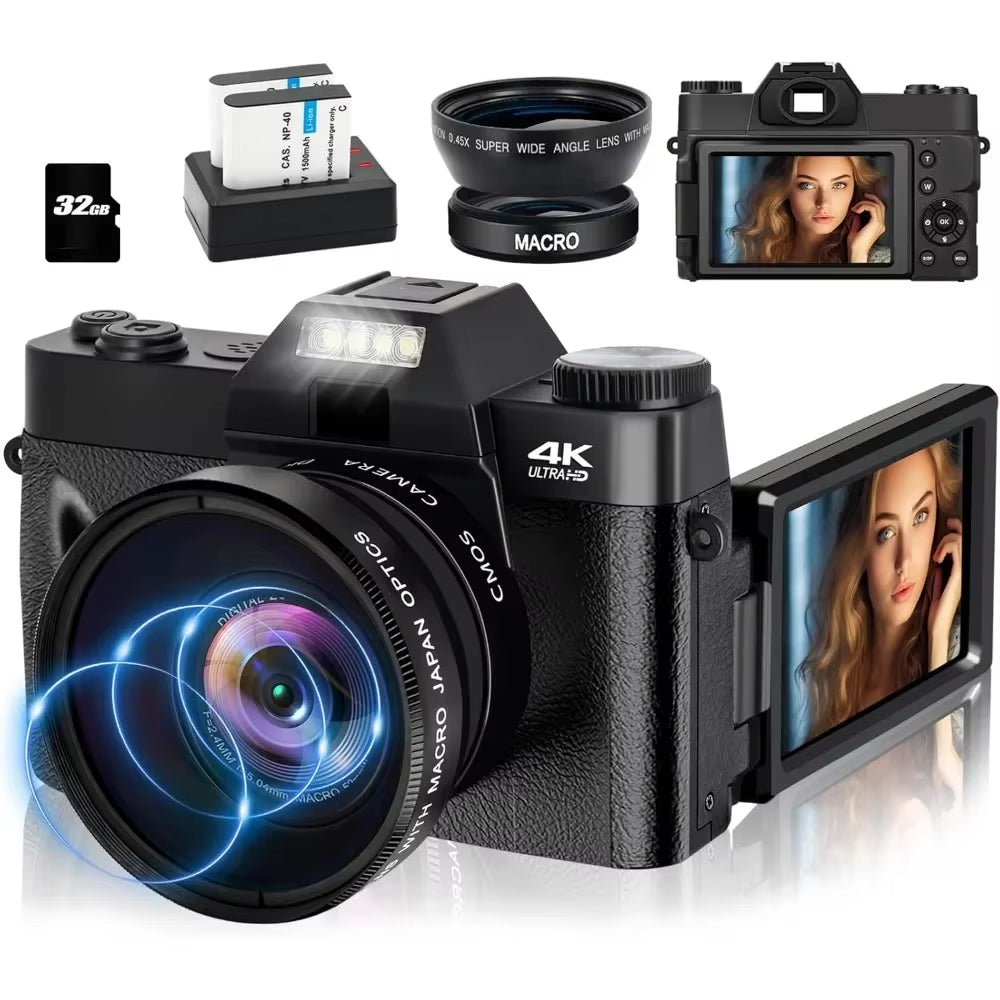 4K Digital Camera for Photography 16X Digital Zoom Vlog Camera for Youtube 48MP Wifi Autofocus Livestream Video Camera Camcorder
