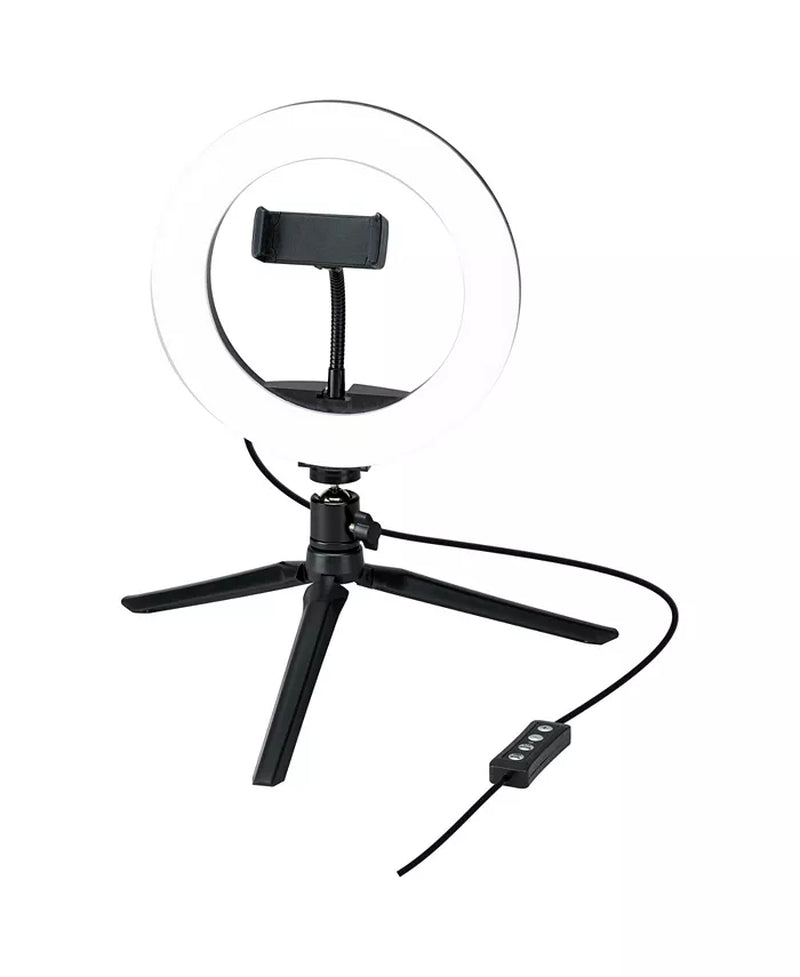 Vlogging Tripod with Light-Emitting Diode Light Ring, 11.81" X 11.81"