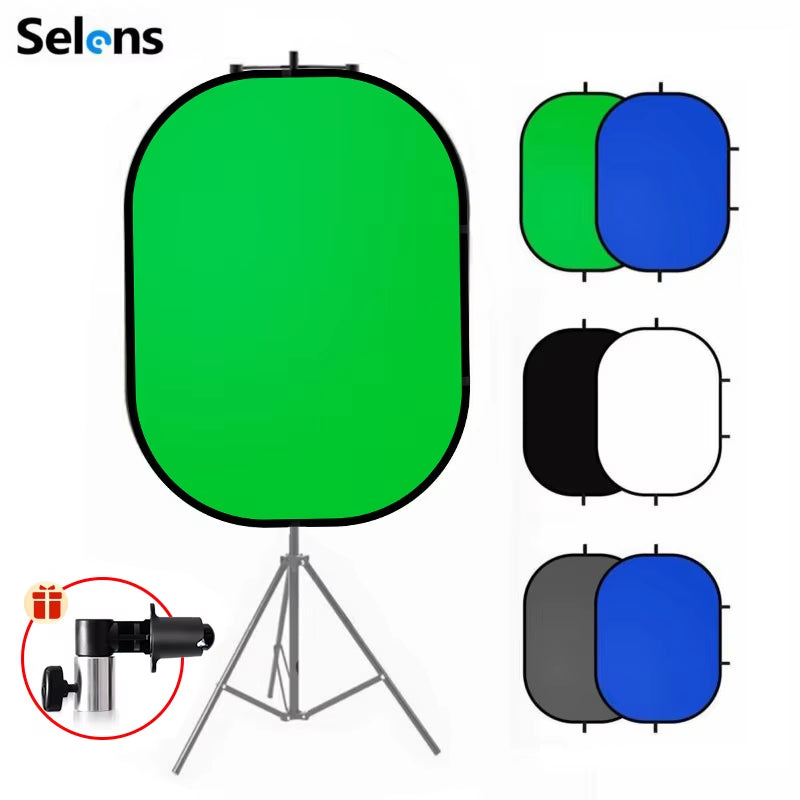 Selens 100X150Cm Green Screen Backdrop Panel Background Collapsible Chromakey Reflector Photography Props for Youtube Portraits