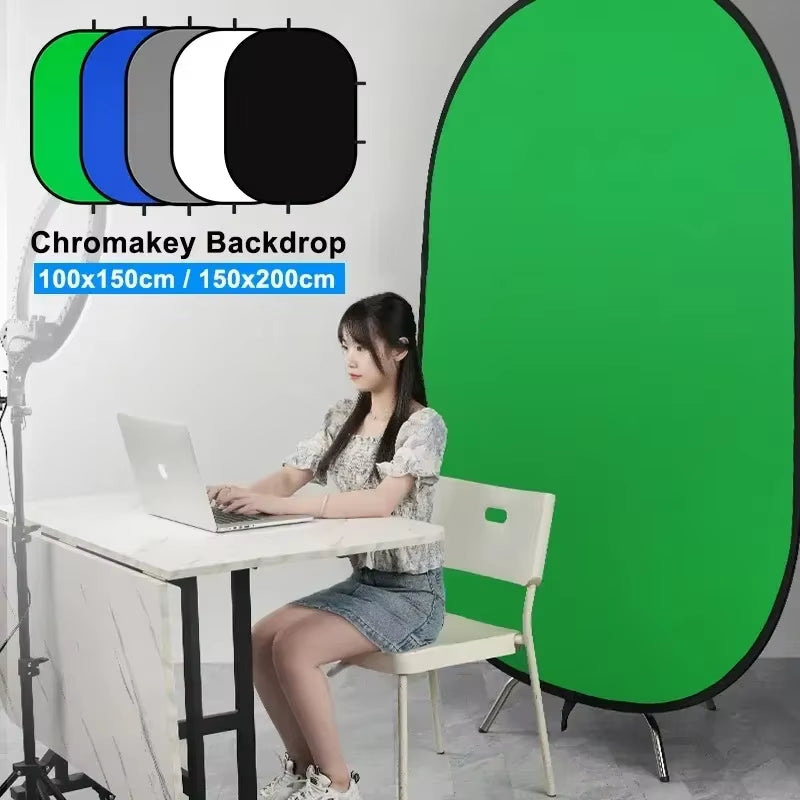 Selens 100X150Cm Green Screen Backdrop Panel Background Collapsible Chromakey Reflector Photography Props for Youtube Portraits
