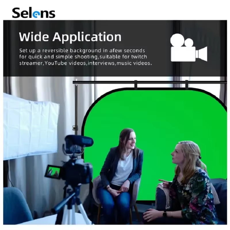 Selens 100X150Cm Green Screen Backdrop Panel Background Collapsible Chromakey Reflector Photography Props for Youtube Portraits
