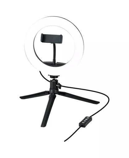 Vlogging Tripod with Light-Emitting Diode Light Ring, 11.81" X 11.81"